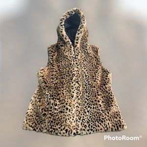 Kristen Blake Reversible Quilted Faux Leopard Fur Vest